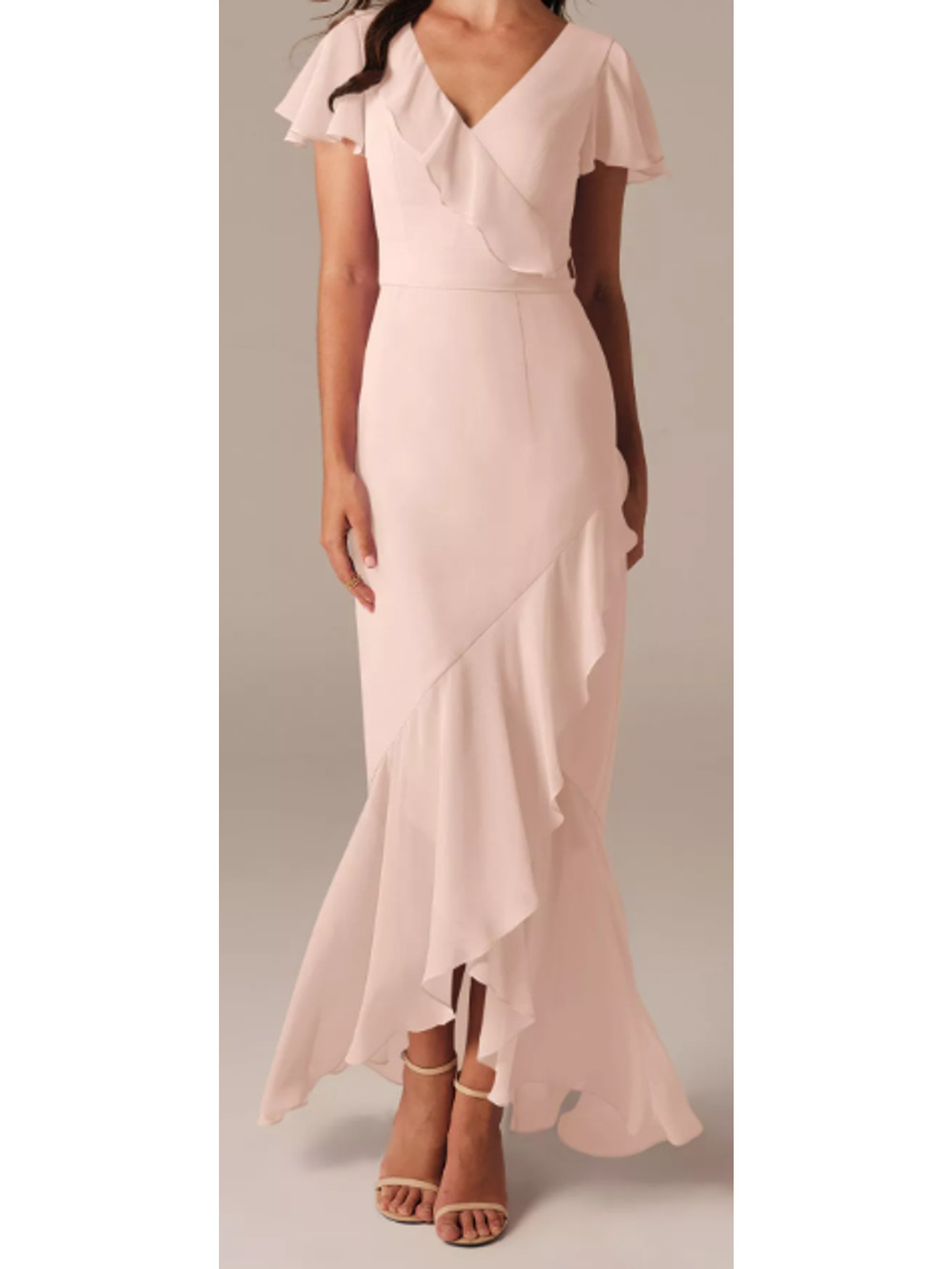 AW BRIDAL 2 XS pearl pink chiffon Celia bridesmaid formal party maxi dress 0b13